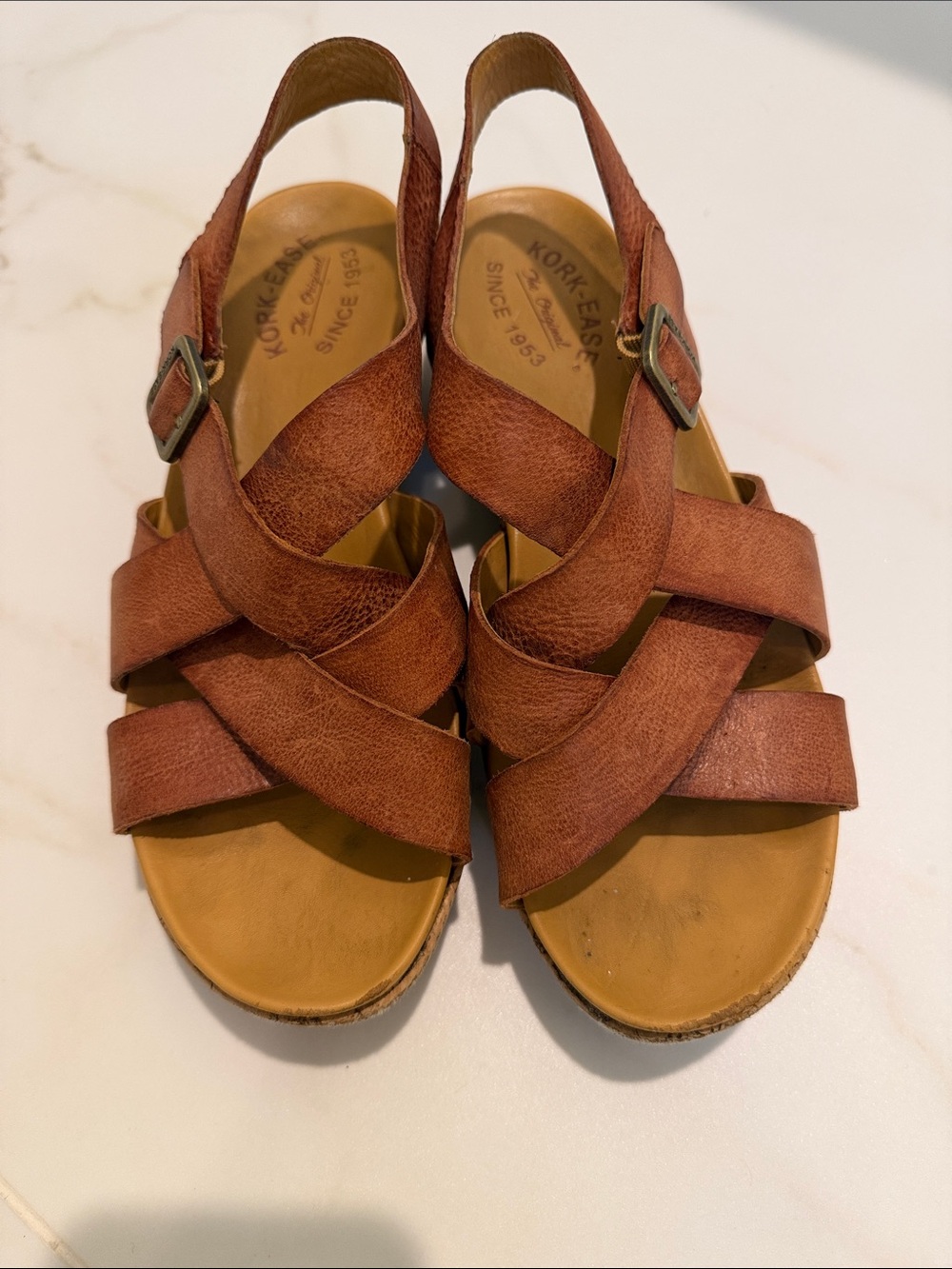 Kork-Ease Brown Leather Strappy Sandals